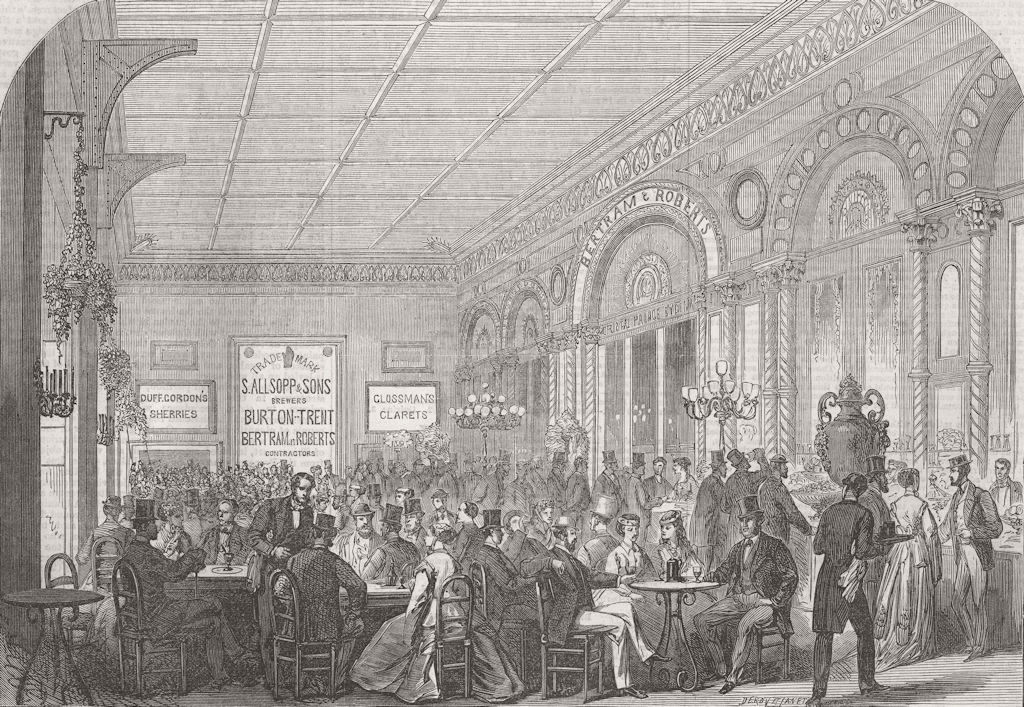 SECULAR BUILDINGS. Messrs Bertram Cafeteria 1867 old antique print picture