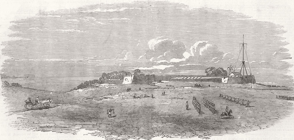 Associate Product INDIA. Kannur fort, Race-Course, and Parade 1851 old antique print picture