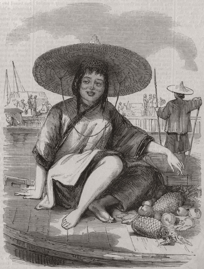 Associate Product CHINA. Chinese fruit-girl 1858 old antique vintage print picture