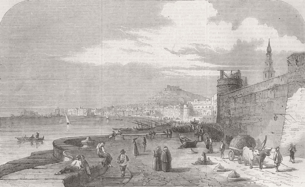 Associate Product ITALY. Napoli, from the Castel Del Carmine 1860 old antique print picture