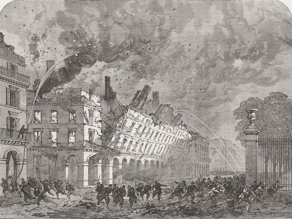 FRANCE. Paris Commune. Burning Houses, Rue De Rivoli 1871 old antique print