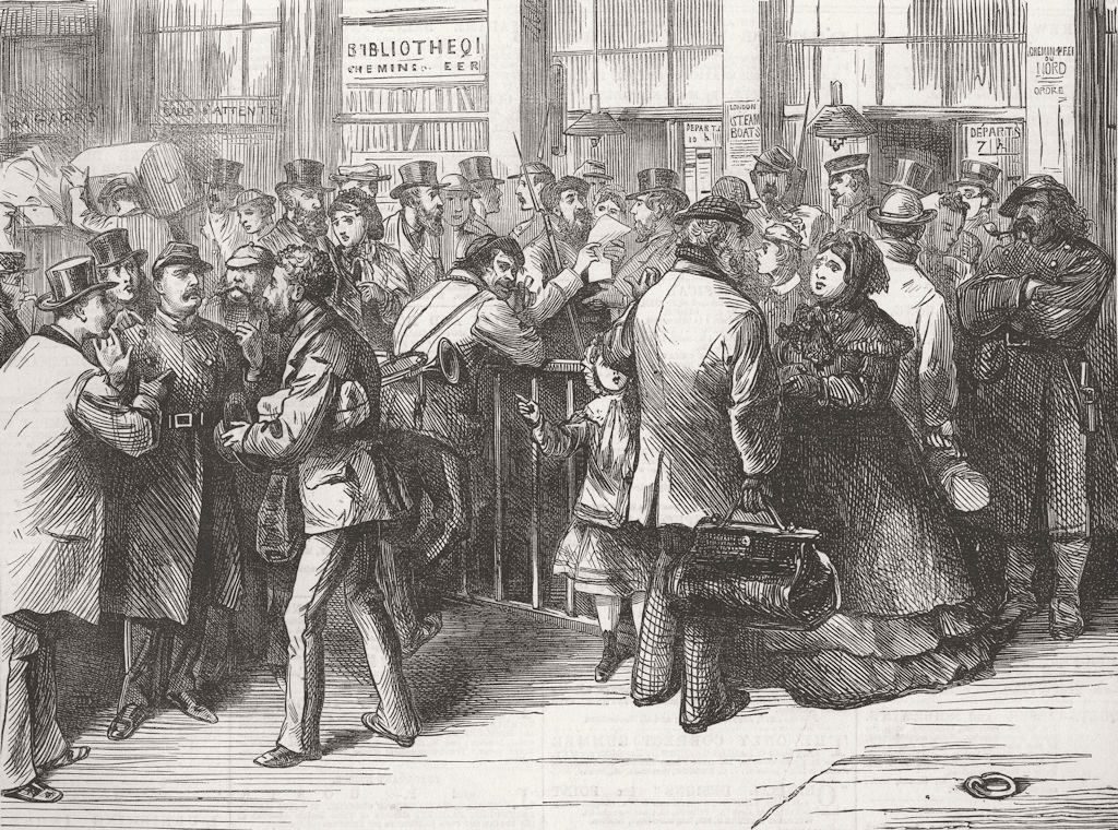 FRANCE. Paris Commune. refugees at Northern Station 1871 old antique print