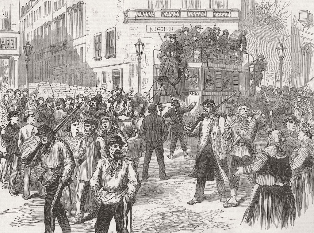 FRANCE. Paris Commune. Communists, Place Blanche 1871 old antique print