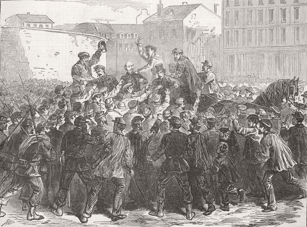 FRANCE. Paris Commune. Assault on General Chanzy 1871 old antique print