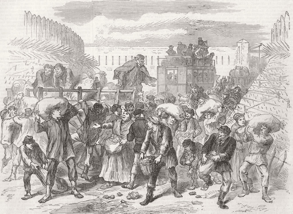 FRANCE. Paris Commune. Pillaging Vegetable Carts 1871 old antique print
