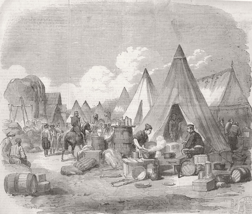 UKRAINE. commissariat camp, Crimea, 3rd division 1855 old antique print