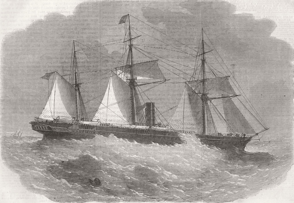 INDIA. Peninsular & Oriental Cos Steam-Ship Pune 1862 old antique print