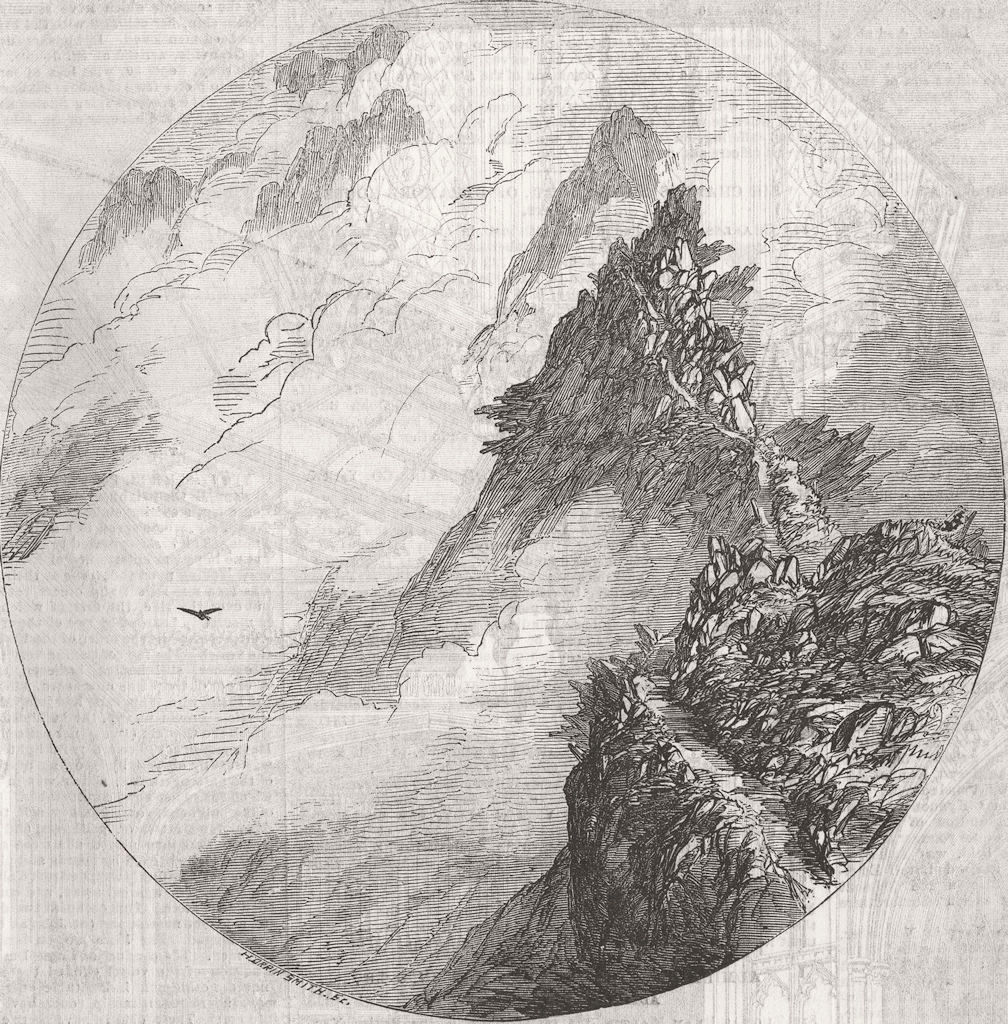 CUMBS. Swirrel Edge, Mount Helvellyn 1854 old antique vintage print picture