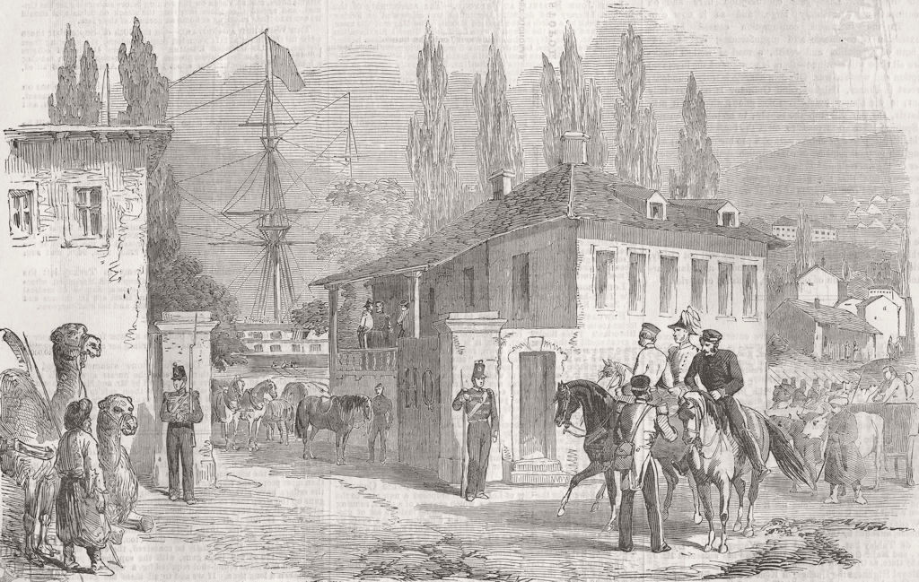 UKRAINE. Lord Raglan's head-quarters, at Balaklava 1854 old antique print