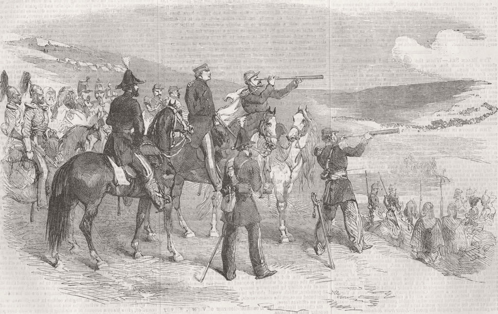 UKRAINE. Lord Raglan & Gen Canrobert nr Sevastopol 1854 old antique print