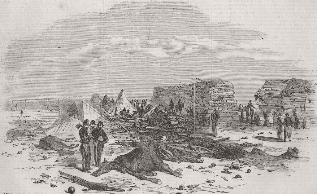UKRAINE. morning after explosion at Inkerman Mili 1856 old antique print