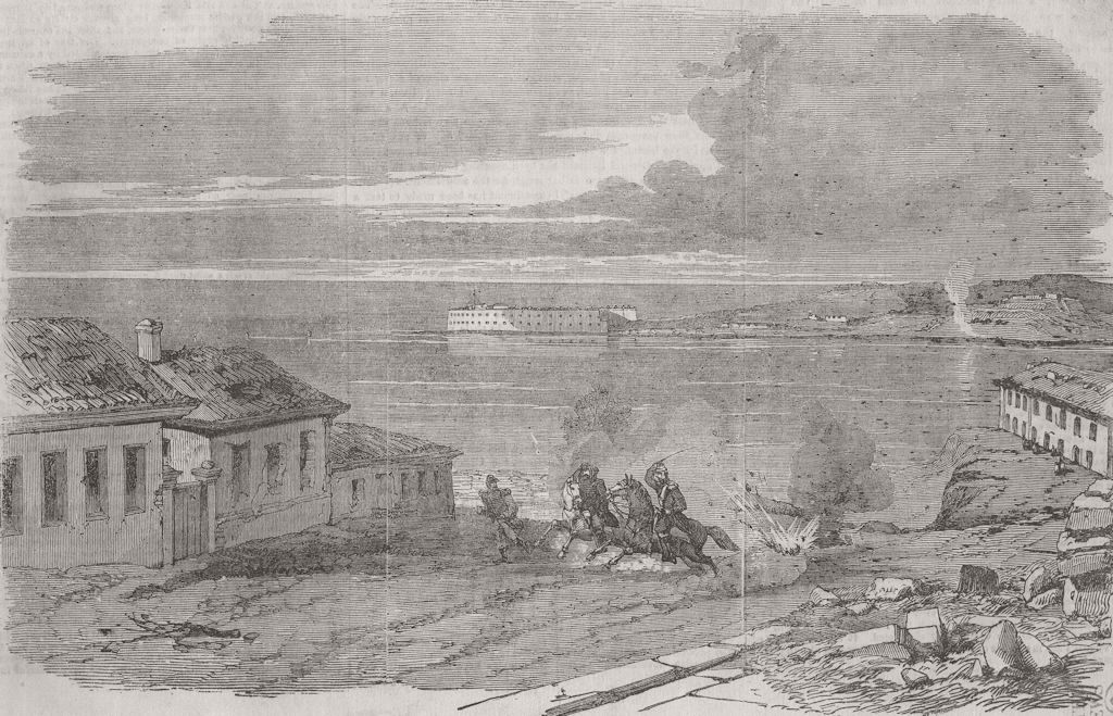 UKRAINE. Sevastopol-entry to harbour nr Ft Nicholas 1856 old antique print