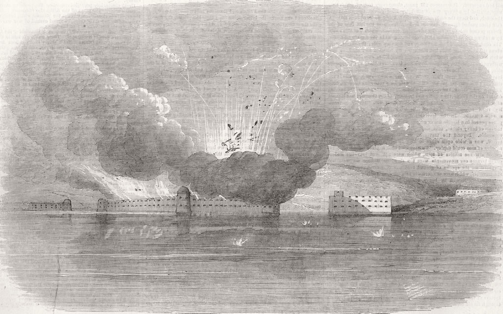 UKRAINE. Sevastopol, -blowing up of Ft Paul 1855 old antique print picture