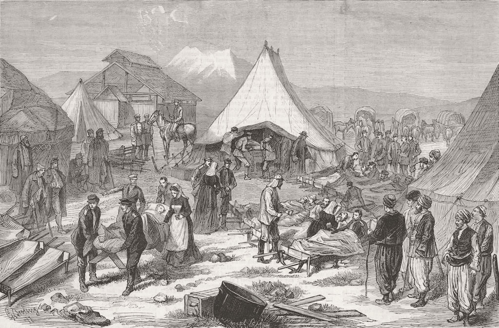 TURKEY. Camp for the wounded at Magra, nr Kars 1877 old antique print picture