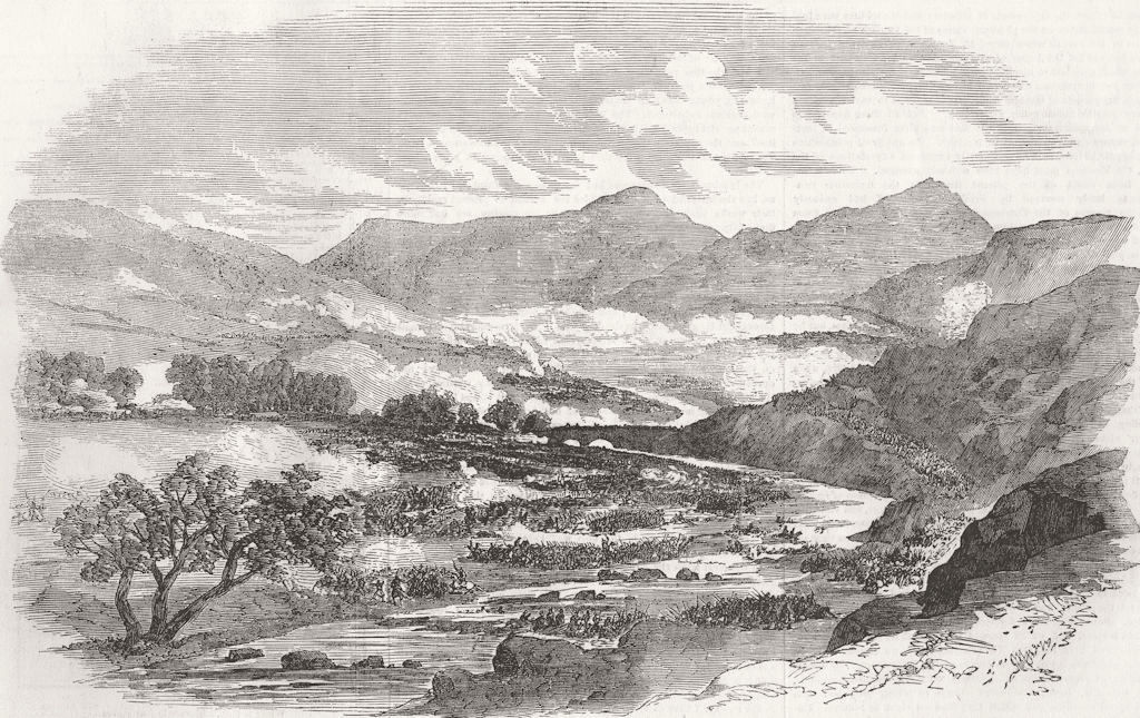 UKRAINE. Battle of Chernaya, or Traktir-Bridge 1855 old antique print picture