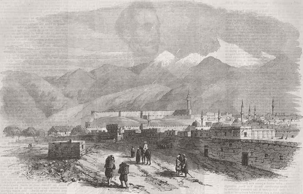 TURKEY. The City of Erzeroom, in Asiatic Turkey 1854 old antique print picture