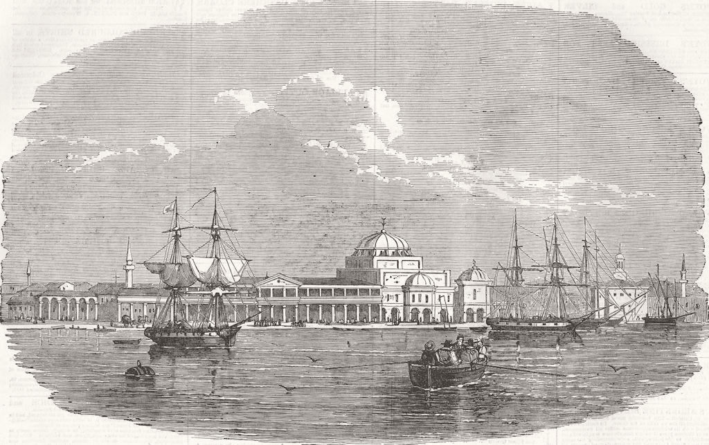 UKRAINE. Yevpatoria-The Harbour 1854 old antique vintage print picture