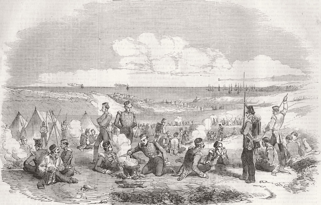 UKRAINE. Camp of 21st Fusilier, Sevastopol heights 1854 old antique print