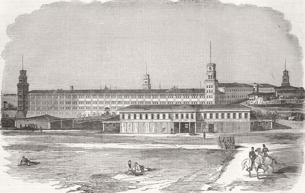 Associate Product TURKEY. Uskudar. The Barracks, at Uskudar 1854 old antique print picture