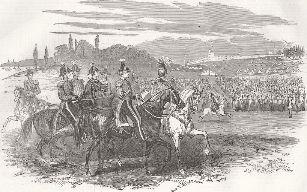 TURKEY. Uskudar. Inspection of British Troops 1854 old antique print picture