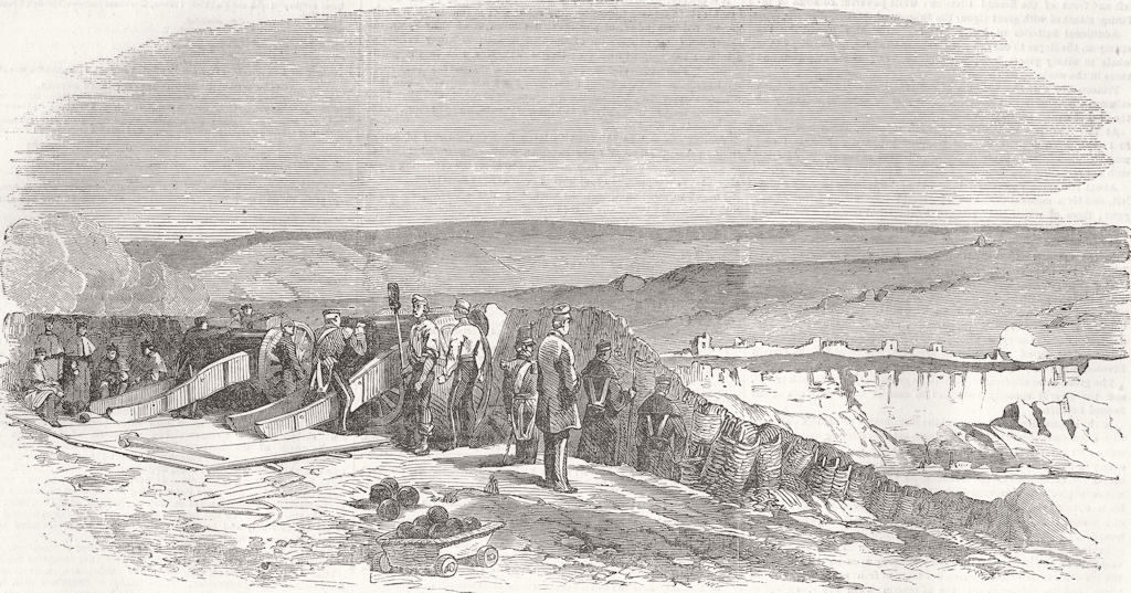 UKRAINE. Troops preparing to silence Inkerman 1854 old antique print picture