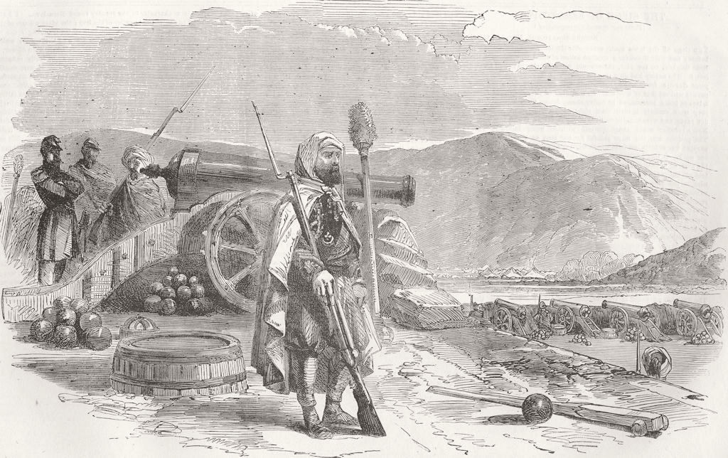 UKRAINE. Spahi(Algerians), French Battery, Balaklava 1854 old antique print
