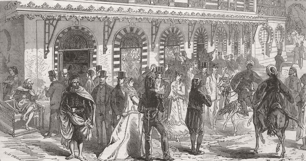 Associate Product TUNISIA. Shops below Palace of Bey of Tunis 1867 old antique print picture