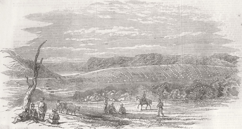 BULGARIA. Camp of English Light Division, at Varna 1854 old antique print