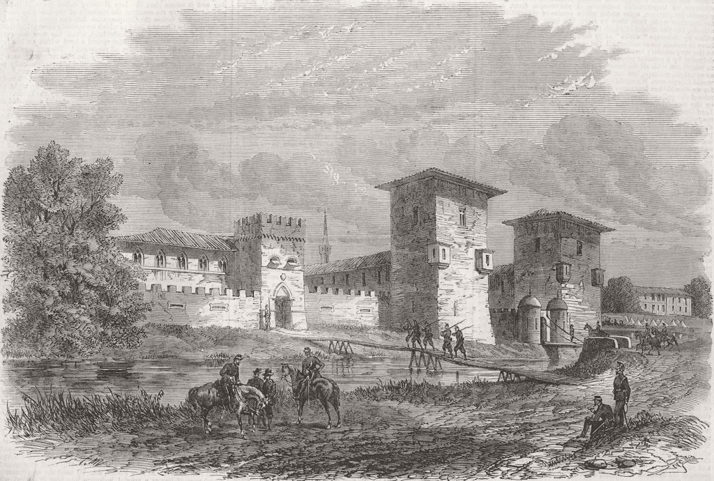 ITALY. Torre Malamberti, Cremona, Gen La Marmoras HQ 1866 old antique print