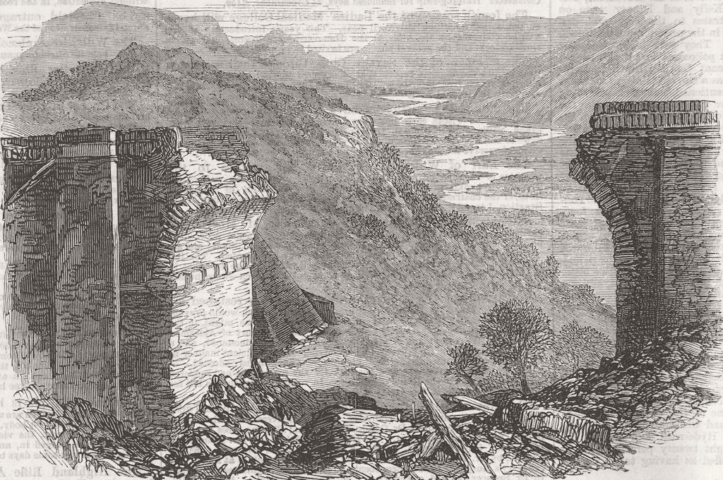 Associate Product INDIA. Broken viaduct on the Bhore Ghat incline 1867 old antique print picture