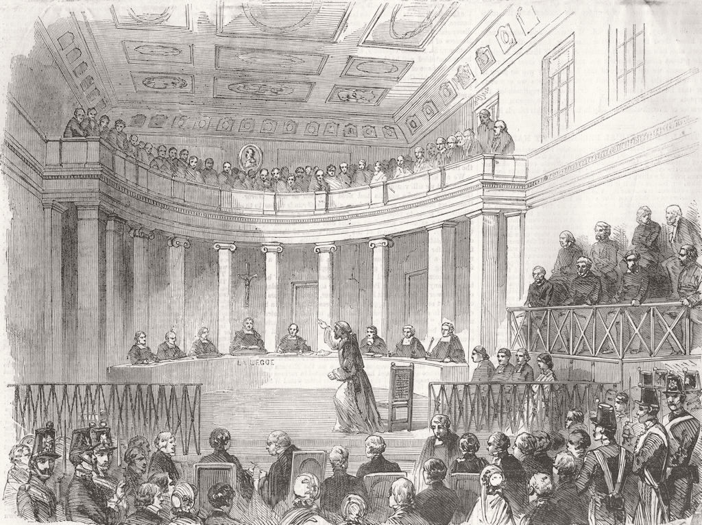 ITALY. Trial in the Criminal court, at Napoli 1856 old antique print picture