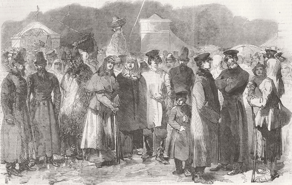 RUSSIA. Sketch at the People's Fete, Moscow 1856 old antique print picture