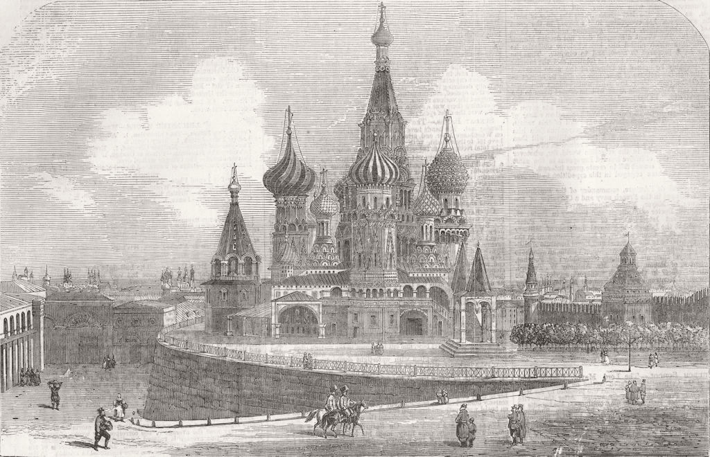 RUSSIA. The Cathedral of St Basil, Moscow 1856 old antique print picture