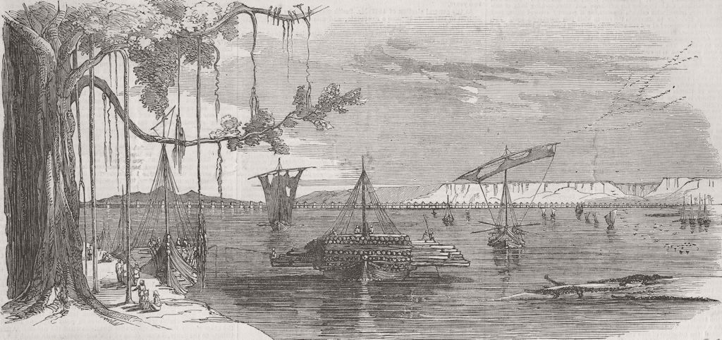 INDIA. Rail. Intended Bridge over the Sone 1851 old antique print picture