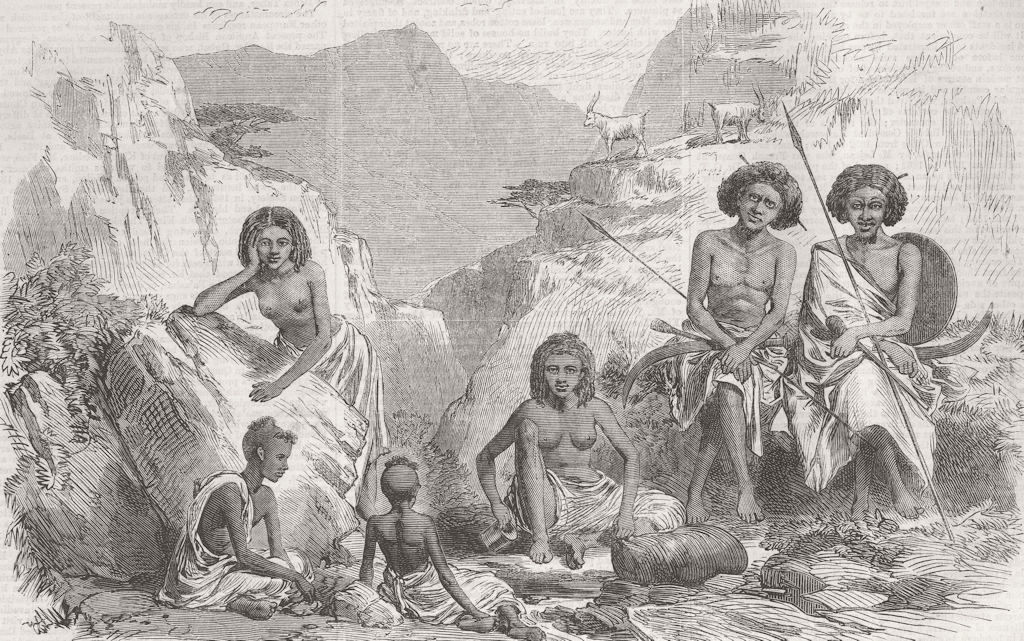ETHIOPIA. Shohos at Hamhamo Spring, Tekonda Pass 1867 old antique print