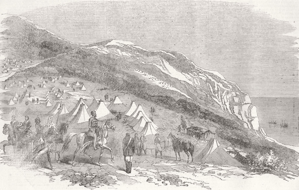 Associate Product TURKEY. Camp of Omar Pasha, nr Souchoum-Kaleh 1855 old antique print picture