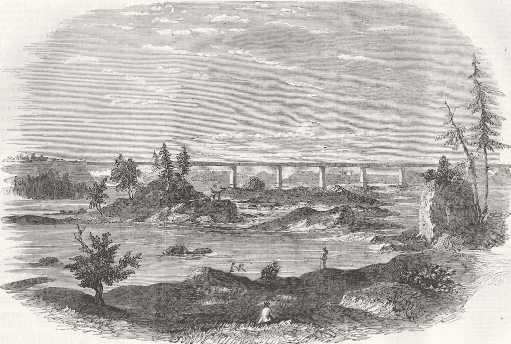 CANADA. Grand Trunk Railway. Bridge, Chaudiere River 1856 old antique print