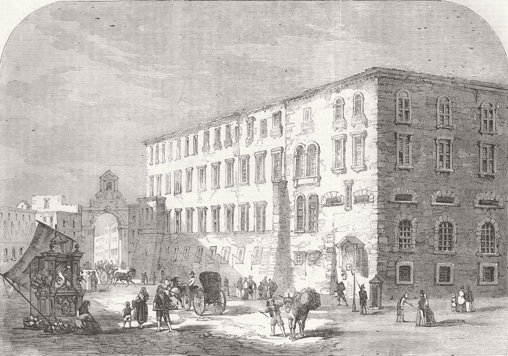 ITALY. The Prisons of the Vicaria, at Napoli 1856 old antique print picture