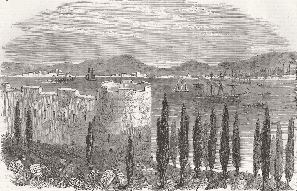 TURKEY. Castle of Roumili Hissar, Bosphorus 1856 old antique print picture