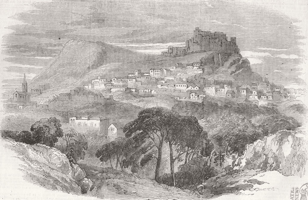 ITALY. Montesarchio, Napoli, Prison of Baron Poerio 1856 old antique print