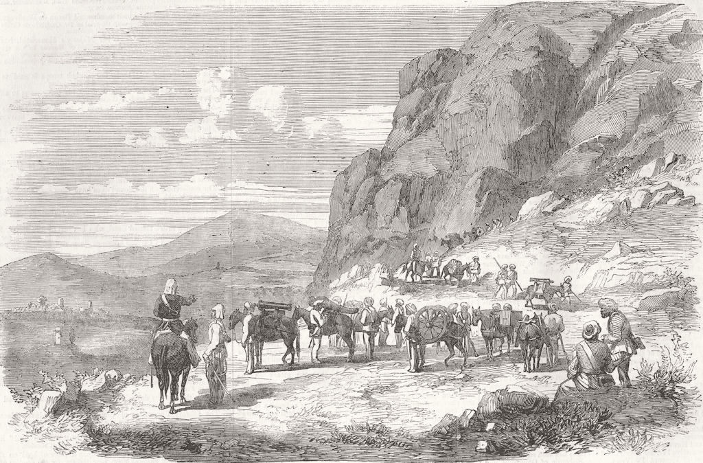 PAKISTAN. Punjab guns, Durwanzal Pass, Koorum Valley 1857 old antique print