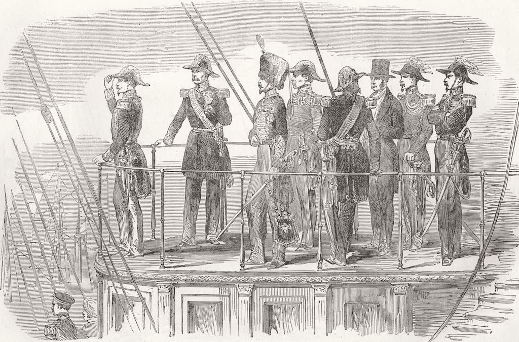 SHIPS. The Emperor on La Reine Hortense Yacht 1854 old antique print picture