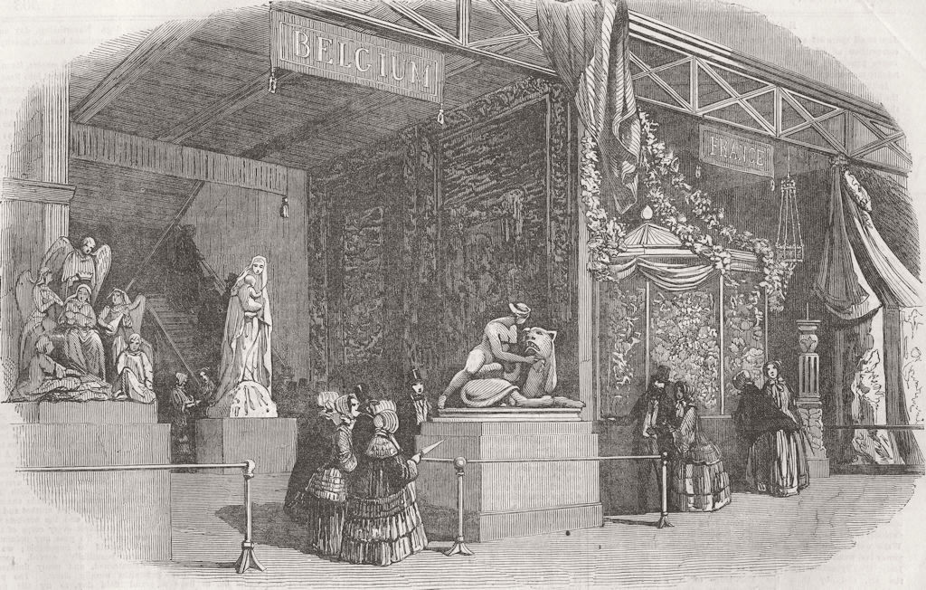 BELGIUM. Great Exhibition. The Belgian Court 1851 old antique print picture