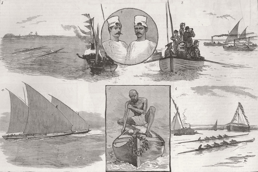 INDIA. A Regatta at Mumbai 1882 old antique vintage print picture