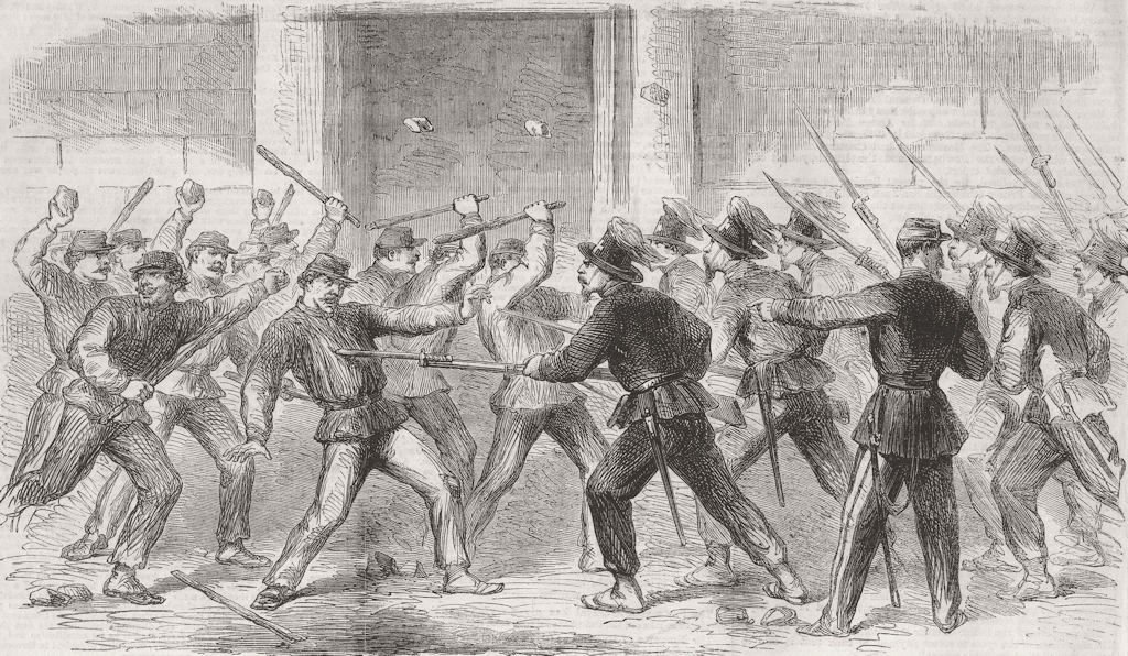 ITALY. Fight. Bersaglieri & False Garibaldini, Napoli 1861 old antique print