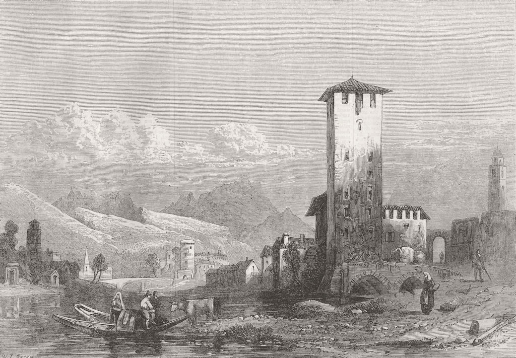 ITALY. Trento, in the Tyrol 1863 old antique vintage print picture