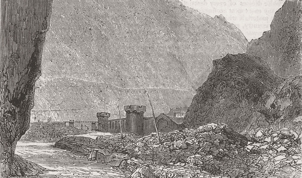 RUSSIA. The Darial Gorge 1877 old antique vintage print picture