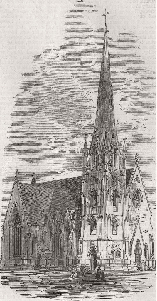 LONDON. St Stephen's Church, South Lambeth 1861 old antique print picture