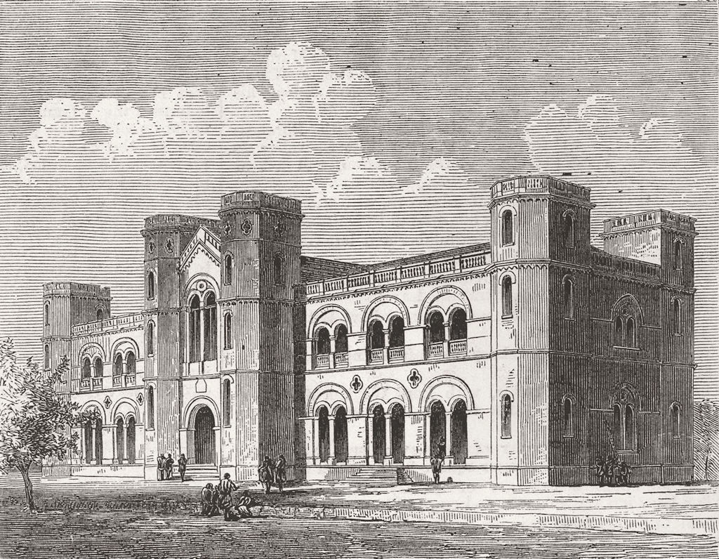 INDIA. Alfred High School, Kattywar, Western India 1875 old antique print