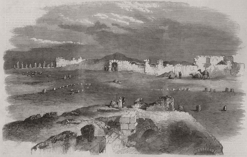 TUNISIA. Ruins of Oudinah, near Tunis 1858 old antique vintage print picture